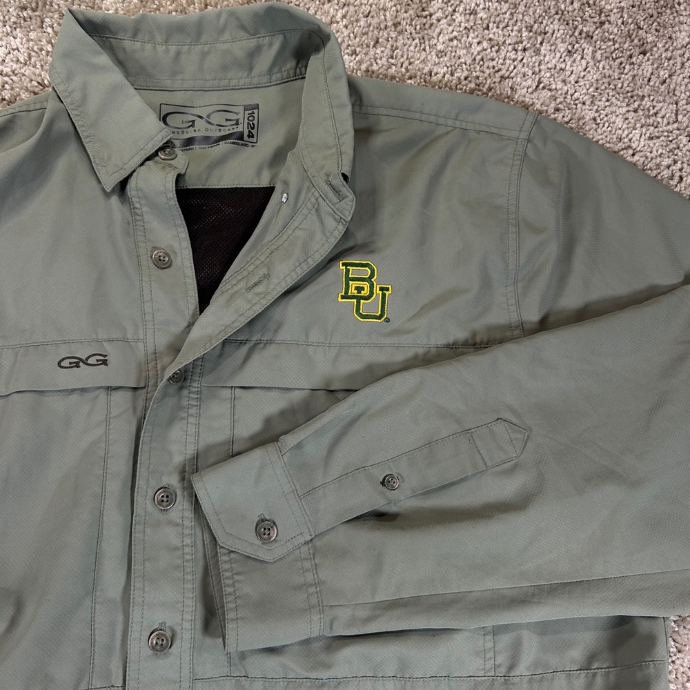 GameGuard Fishing Shirt Men XL Sage Green Baylor University Long Sleeve Vented